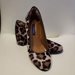 Margaux "The Heel" Leopard Print Pony Hair Heels Size 8.5 M